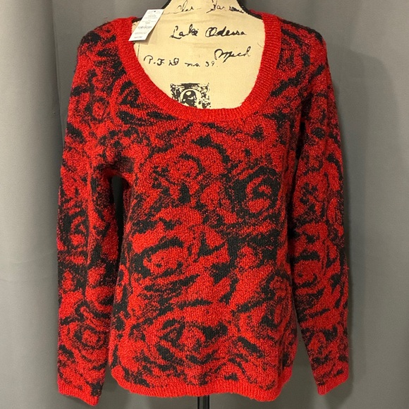 White House Black Market Sweaters - White House Black Market Red and Black Knit Sweater.